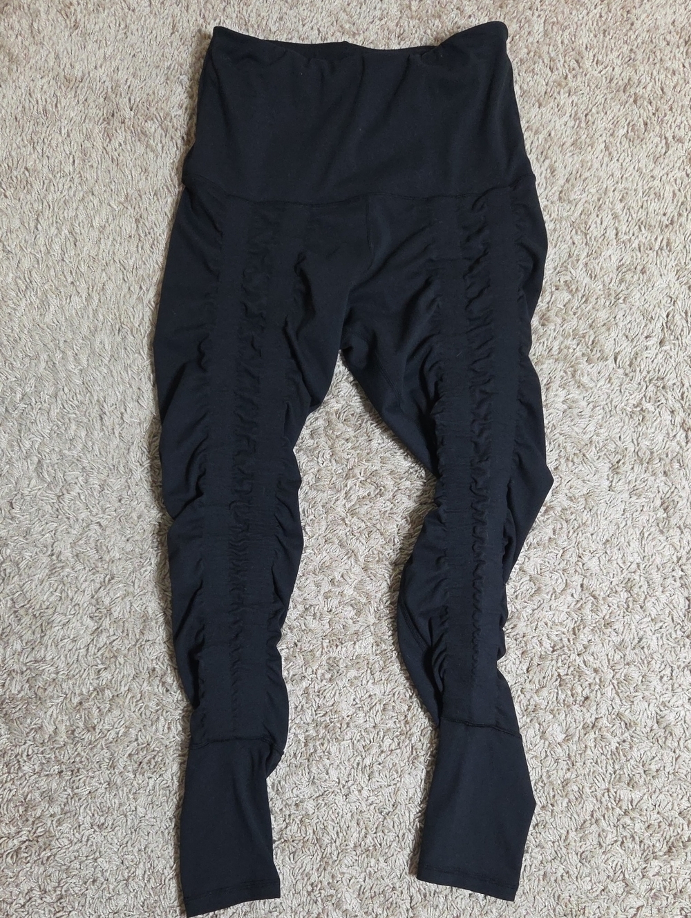 Sweetflexx High-Waist Black Ruched Resistance Leggings, Sz 6